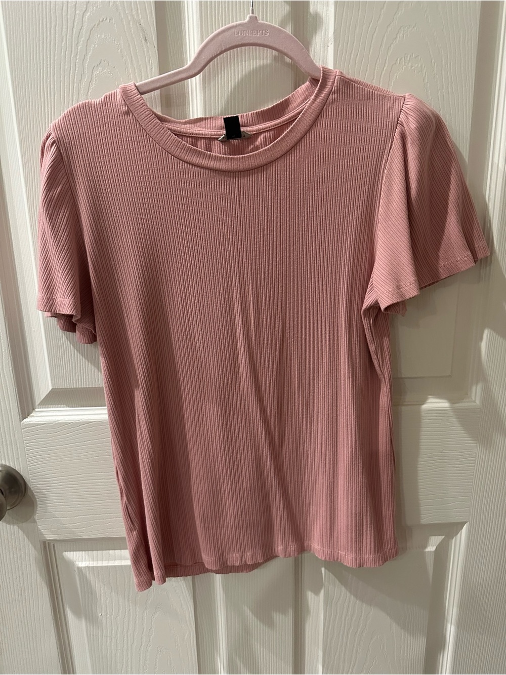 Ann Taylor Women's Ribbed Short-Sleeve Tee - Dusty Pink